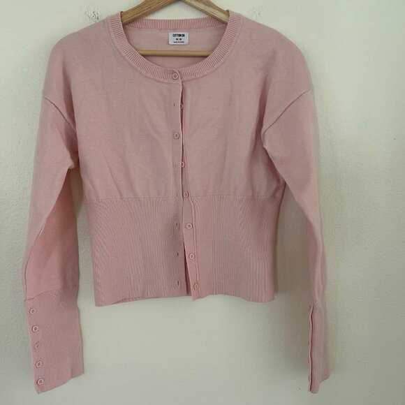 Cotton On Cardigan Women’s SZ M Pink Button Up Sweater Long Sleeve Button Cuff - Picture 3 of 12